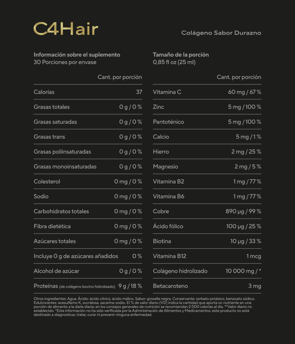 Información nutricional C4 Hair